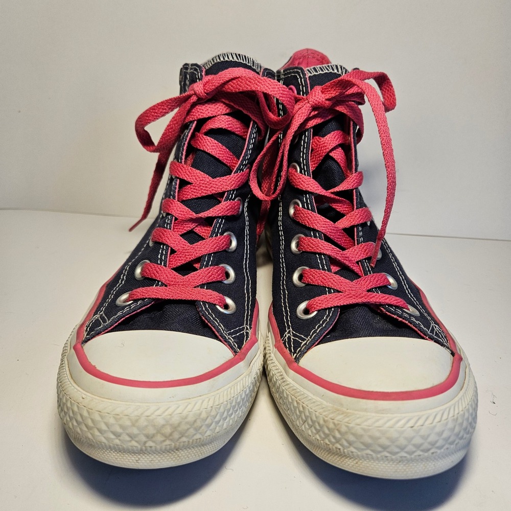 Converse Chuck Taylor All Star High Top Navy Pink Side Zip Sneakers Women Size 8 - Picture 3 of 7